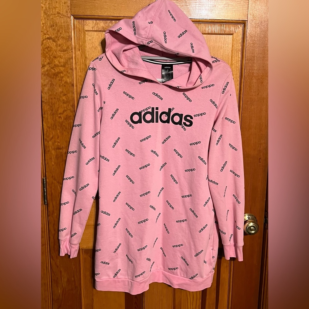 Adidas Pink Long Logo Hoodie LARGE